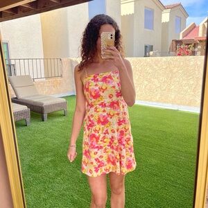 Old Navy Pink and Yellow Floral Mini Dress